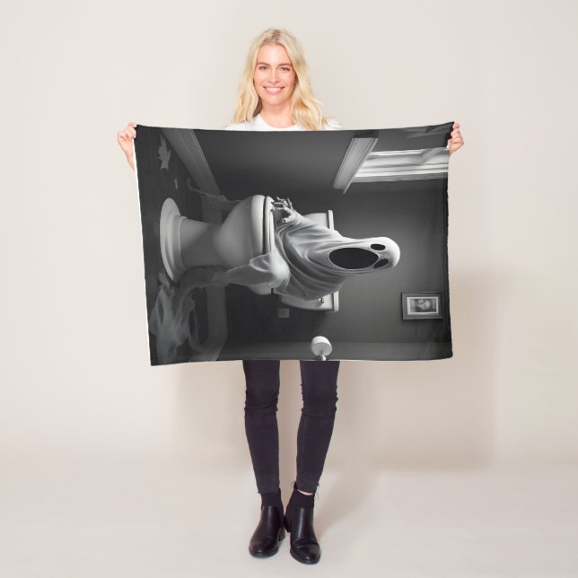 Couverture Polaire Drôle fantôme assis dans les toilettes (En situation)