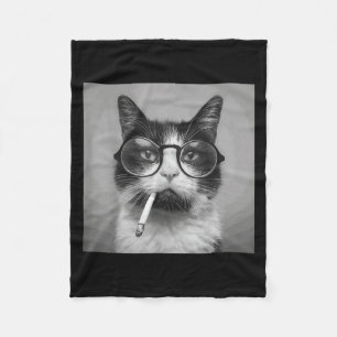 Couverture Polaire Drôle Graphisme Chat Fumer Adulte Amusant