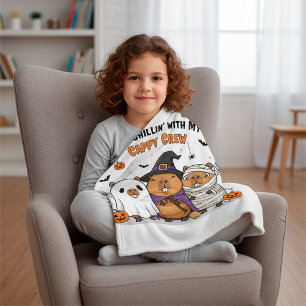 Couverture Polaire Drôle Halloween mignon Capybara "Cappy Crew" Dessi