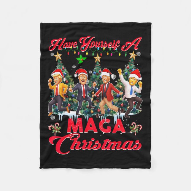 Couverture Polaire Drôle Père Noël Trump S'Est Joyeux Noël (Devant)