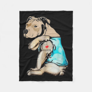Couverture Polaire Drôle Pitbull Chien J'aime grand-père tatouage drô