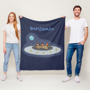 Couverture Polaire Drôle poule dans l'espace dessin animé