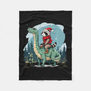 Couverture Polaire Drôle Raccoon de Noël équitation Dinosaur Trex Ani