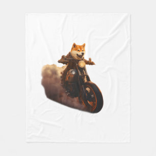 Couverture Polaire Drôle, Shiba Inu, Moto, Chien, Marionnette, Hommes