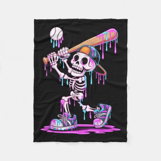 Couverture Polaire Drôle Skeleton Baseball Driys Jeunes Enfants Hallo (Devant)