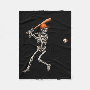 Couverture Polaire Drôle Skeleton Battant Joueur De Baseball Hommes G