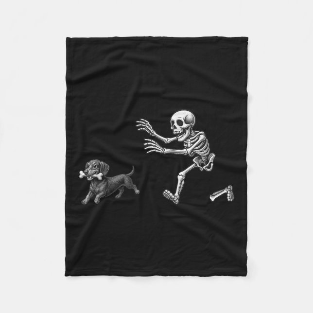 Couverture Polaire Drôle Skeleton chasse Dachshund Chien Halloween Ch (Devant)