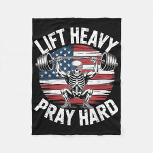 Couverture Polaire Drôle Skeleton Us Drapeau Ascenseur Lourd Prière G
