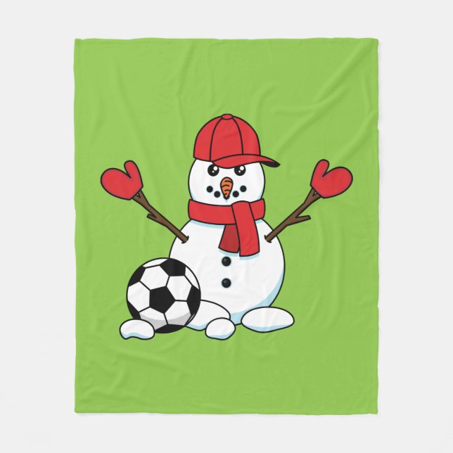 Couverture Polaire Drôle Snowman avec balle de football (Devant)