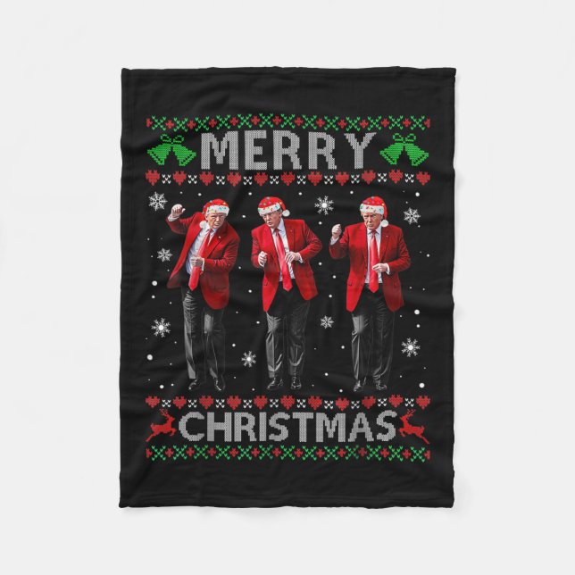 Couverture Polaire Drôle Trump Danse Joyeux Noël Vilain Noël (Devant)