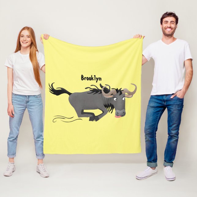 Couverture Polaire Drôle wildebeest tourner dessin animé illustration (En situation)