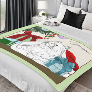 Couverture Polaire Drôles de chats blancs Ornements de sapin de Noël 