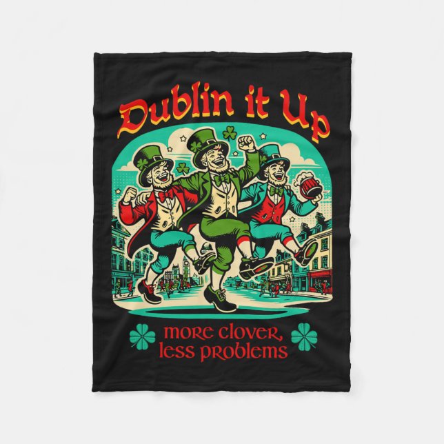 Couverture Polaire Dublin It Up - Irish Leprechauns Dancing (Devant)