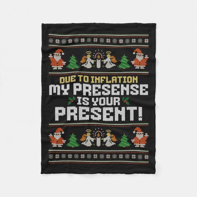 Couverture Polaire Due To Inflation Ugly Christmas Sweaters Funny Say (Devant)