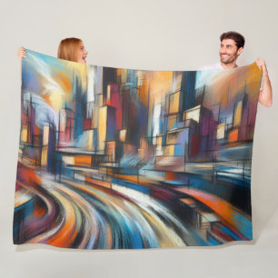 Couverture Polaire Dur Pastels Dessin Abstrait Moderne Cityscape