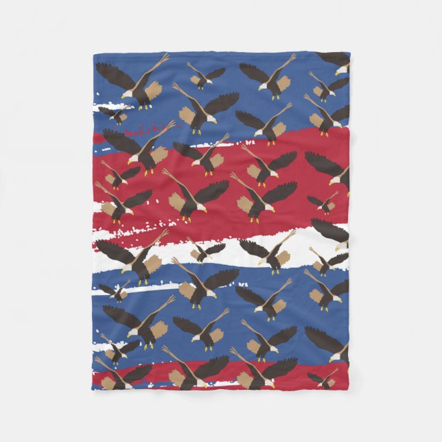 Couverture Polaire Eagle Bird USA Patriotic American Flag (Devant)