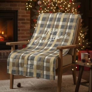 Couverture Polaire Earth Tones Gold Christmas Motif#7 ID1009