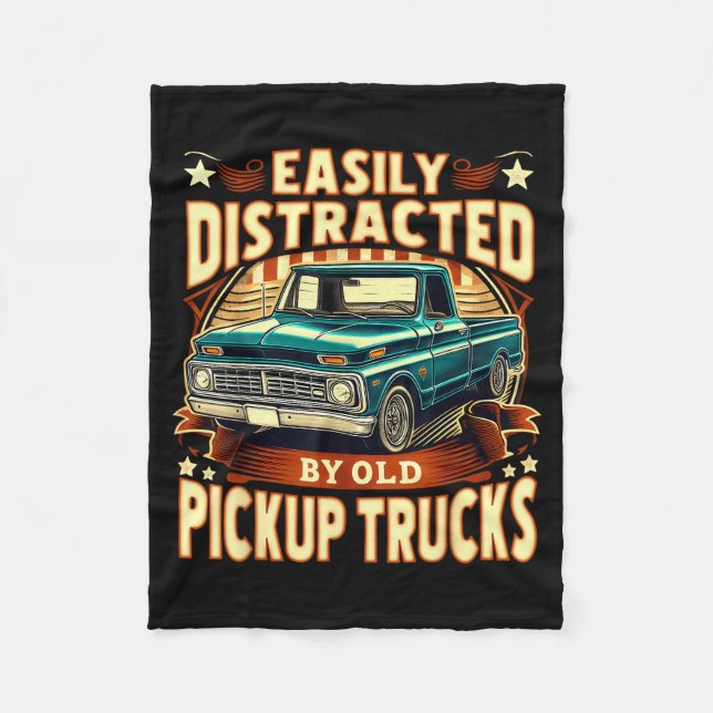 Couverture Polaire Easily Distracted By Old Ckup Trucks Funny Trucker (Devant)