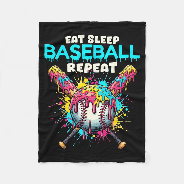 Couverture Polaire Eat Sleep Baseball Repeat Funny Ice Cream Drip Cro (Devant)