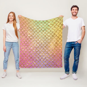 Couverture Polaire Ébalance de sirène or rose violet vert
