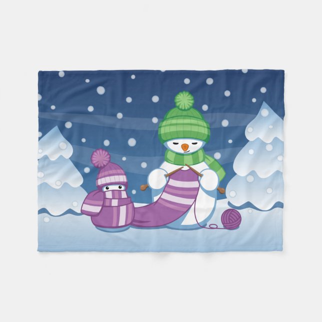 Couverture Polaire Écharpe Tricot Snowman (Devant (Horizontal))
