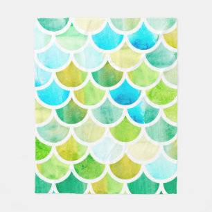 Couverture Polaire Échelles de sirène. Aquarelle écailles de poisson.