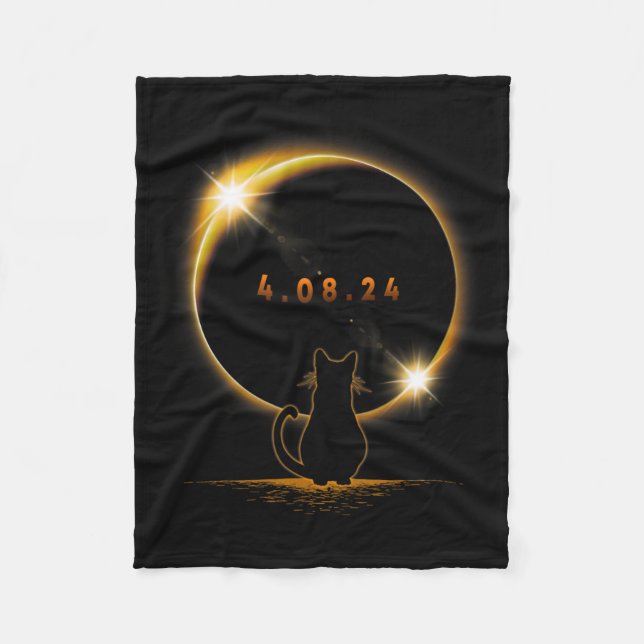 Couverture Polaire Éclipse Solaire T Chat Portant Des Lunettes Éclips (Devant)