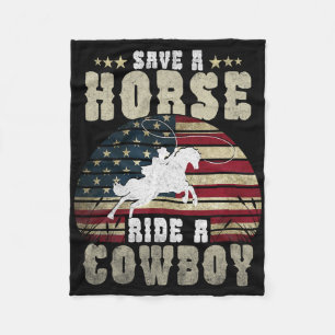 Couverture Polaire Économisez Une Promenade À Cheval Un Cowboy Drôle