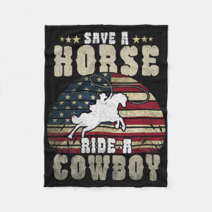 Couverture Polaire Économisez Une Promenade À Cheval Un Cowboy Drôle