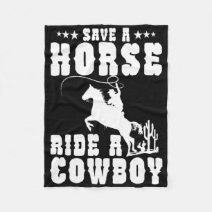 Couverture Polaire Économisez Une Promenade À Cheval Un Cowboy Drôle 