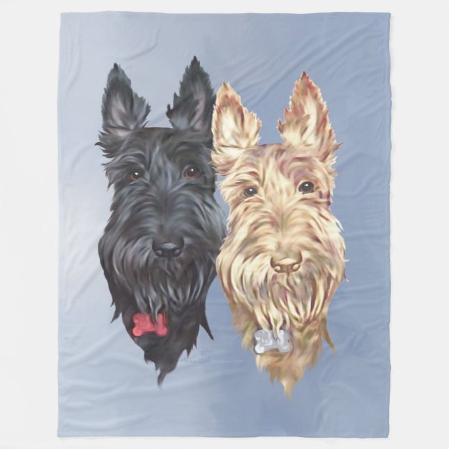 Couverture Polaire Ecosse noire et rousse sur Tartan (Devant)