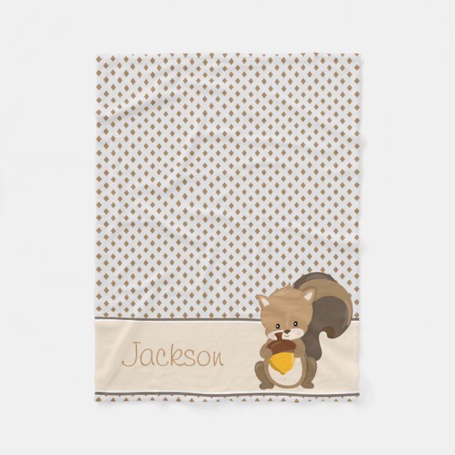 Couverture Polaire Écureuil et Diamonds| de bébé personnalisés (Devant)