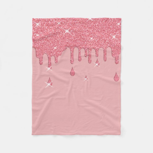 Couverture Polaire Effet Parties scintillant rose et étincelles (Devant)