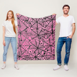 Couverture Polaire Éffrayante Halloween Spider Webs sur rose