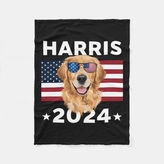 Couverture Polaire Election Kamala Harris 2024 Golden Retriever Dog U (Devant)