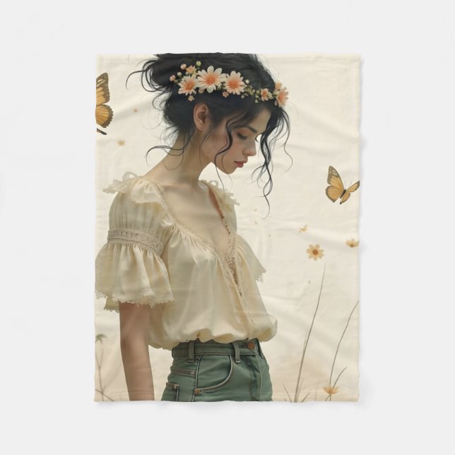 Couverture Polaire Élégance douce dans une danse papillon (Devant)