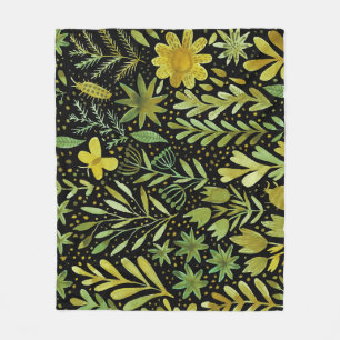 Couverture Polaire Élégance florale : Motif d'aquarelle Vintage