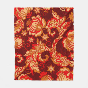 Couverture Polaire élégance motif sans faille avec fleurs ethniques,