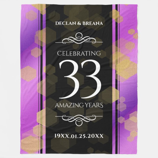 Couverture Polaire Élégant 33e anniversaire du Mariage Améthyste (Devant)