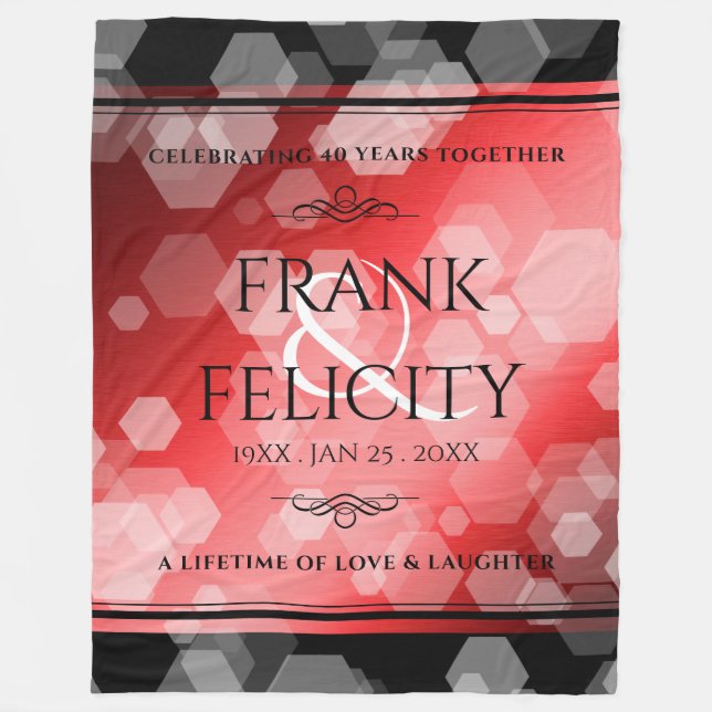 Couverture Polaire Élégant 40ème 80ème anniversaire de Ruby Mariage (Devant)