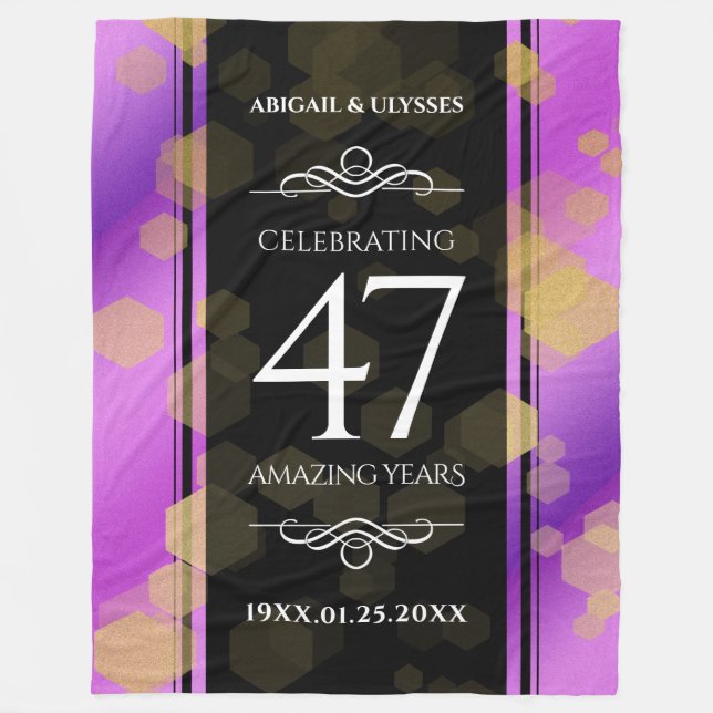 Couverture Polaire Élégant 47e anniversaire du Mariage Améthyste (Devant)