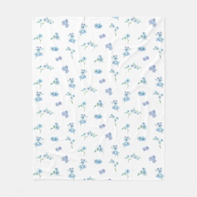 Couverture Polaire Elégant Aquarelle Oubliez-Moi Pas Fleurs (Devant)