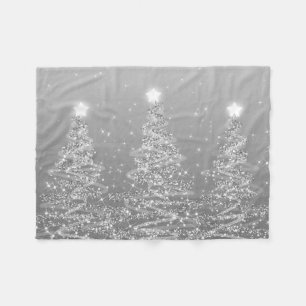 Couverture Polaire Élégant Arbres Étincelants de Noël Argent 
