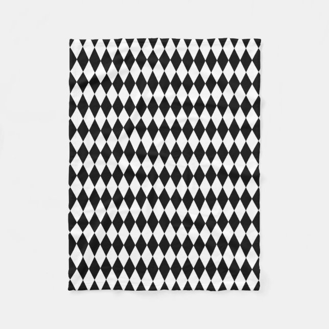 Couverture Polaire Elégant Arlequin Blanc Noir Rhombus géométriques (Devant)