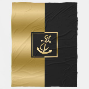 Couverture Polaire Elégant Bateau Noir & Or Ancre Design moderne