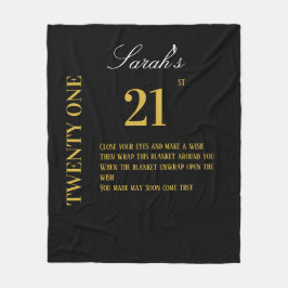 Couverture Polaire Elégant Black and Gold Soixante-21e Anniversaire S
