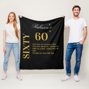 Couverture Polaire Elégant Black and Gold Soixante-dixième voeux d'an