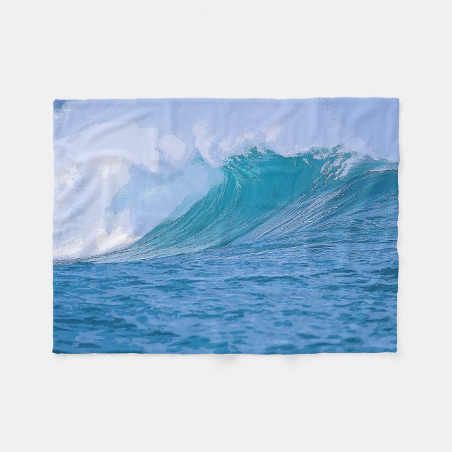 Couverture Polaire Elegant Blue Ocean Waves Acrylic Artwork | (Devant (Horizontal))