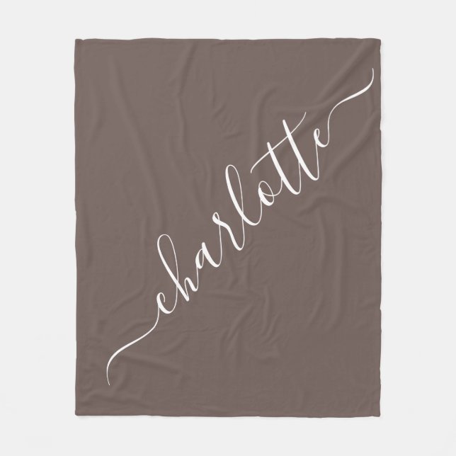 Couverture Polaire Elégant Café Brown Nom du script Personnalisé  (Devant)
