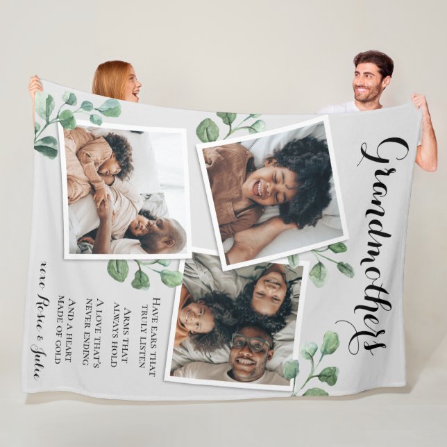 Couverture Polaire Elégant Collage Photo Citation Grand-mère Petits-e (En situation)